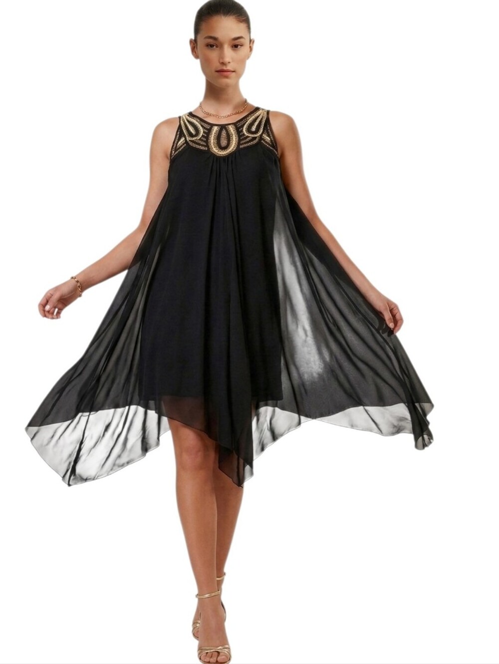 WITCHERY Black Chiffon Silk Cocktail Dress - Size S